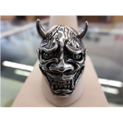 Man's stainless steel devil & horn ring