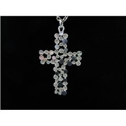 Man's 24" diamond cut cross necklace set