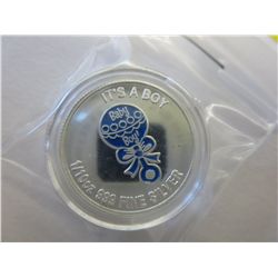 .999 silver "Its a Boy" colourized round