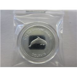 .999 silver "Dolphin" colourized round
