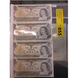 4 x Old Canadian $1 bills