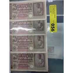 4 x WWII Nazi German Eagle & Swastika bills