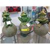 Image 1 : 3 Glazed pottery frog prince statuettes