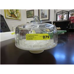 Vintage glass cake stand with cover