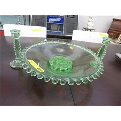 4 pcs of green Depression glass