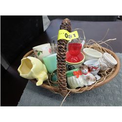 Basket of collectible egg cups