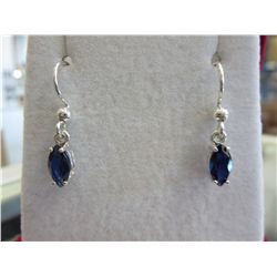 Marquise cut Sapphire Victorian Hook Earrings