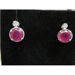 Ruby & Diamond sterling silver stud earrings
