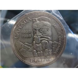1958 Canada Totem Death Dollar, 80% silver