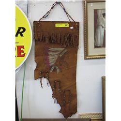 First Nations art on leather "Pipe of Peace"