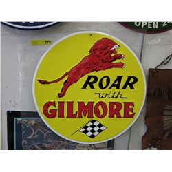 23" round tin sign "Roar With Gilmore"