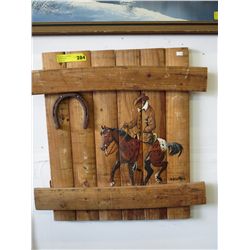 Cowboy art on board by D. Stafford