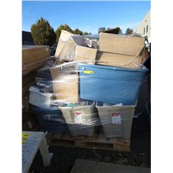 Wrapped skid of storage locker goods