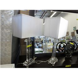 2 Modern acrylic base table lamps, with shades
