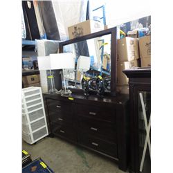 NEW - Dresser with beveled mirror & 6 drawers