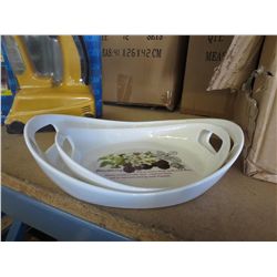 Case of porcelain blackberry motif serving trays