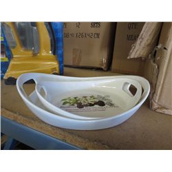 Case of porcelain blackberry motif serving trays