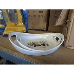 Case of porcelain blackberry motif serving trays