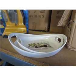 Case of porcelain blackberry motif serving trays