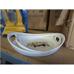 Case of porcelain blackberry motif serving trays