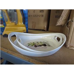 Case of porcelain blackberry motif serving trays