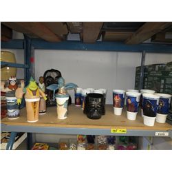 Shelf lot of Star Wars memorabilia