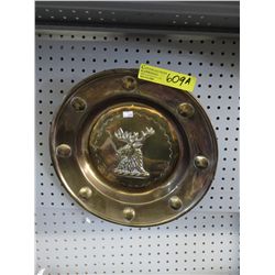 14" dia. brass wall plaque - deer motif
