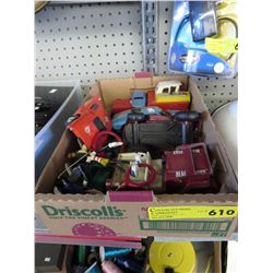 Box of toy cars, etc.