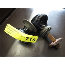2 x 1890's Black porcelain door handles