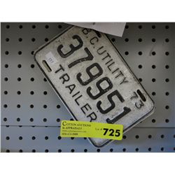 4 Vintage 60's & 70's utility trailer plates