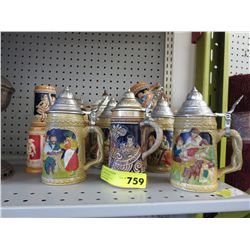 Collection of steins, some lustre approx. 12
