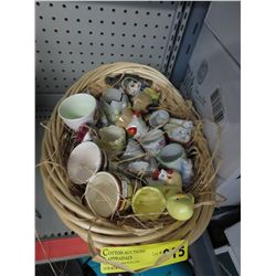 Basket of collectible egg cups