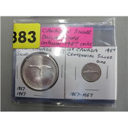 1967 CDN Centennial Silver dollar & dime -  MINT