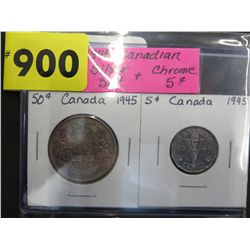 1945 Canadian Silver 50¢ coin & Chrome Nickel