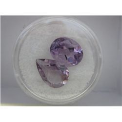 2 Large amethyst gemstones - oval & pear cut