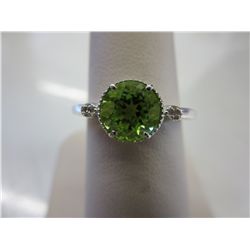 Green Peridot & Diamond dinner ring