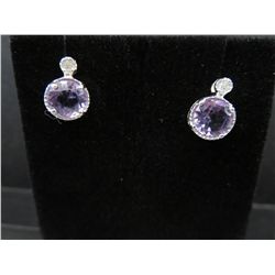 New Amethyst & Diamond stud earrings in silver