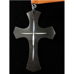 Man's 3" black steel diamond cut necklace