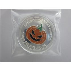 Colourized Pumpkin .999 solid silver round