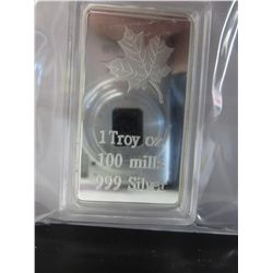 Canadian Maple Leaf 1 oz. silver clad bar, in case