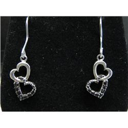 Genuine black diamond French hook earrings