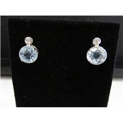 Blue topaz & diamond stud earrings