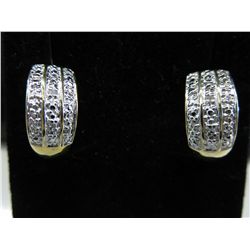 Diamond half hoop earrings, silver & gold finish