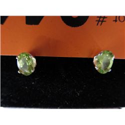 New oval cut peridot sterling silver earrings