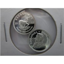2 x .999 Solid silver South African Krugerrand