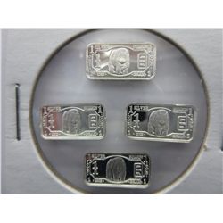 4 x .999 Solid silver Canadian Grizzly bars