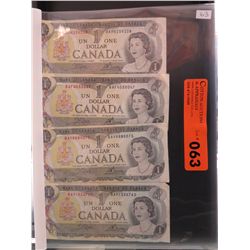4 x Canadian old one dollar bills