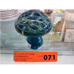 Signed Mdina art glass mushroom paperweight