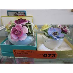 2 English bone china flowers