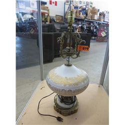 Vintage hand painted glass lamp base